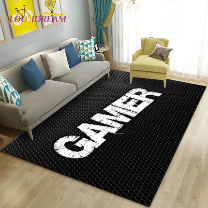 3D Cartoon Gamer Game Over Area Rug Large,Carpet Rug for Living Room Bedroom Sofa Doormat Decoration,Kid Play Non-slip Floor Mat
