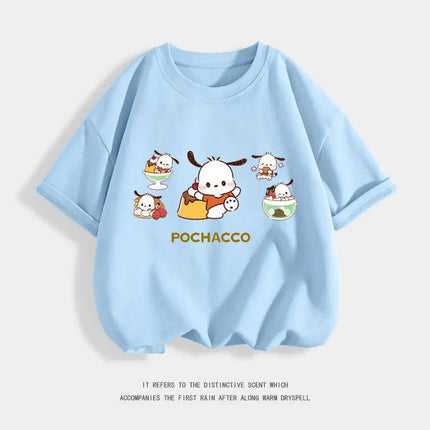 Pure Cotton Children's T-shirt 2026 Cute and Fun Pacha Dog Cartoon Printed Western-style Parent-child Outfit for Boys and Girls