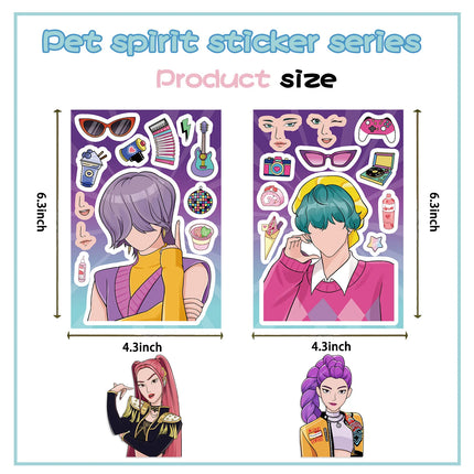 2026 New Cute Korean Girl Group Make a Face Stickers, Waterproof Reusable Puzzle Stickers for Kids DIY Craft Gifts Decoration