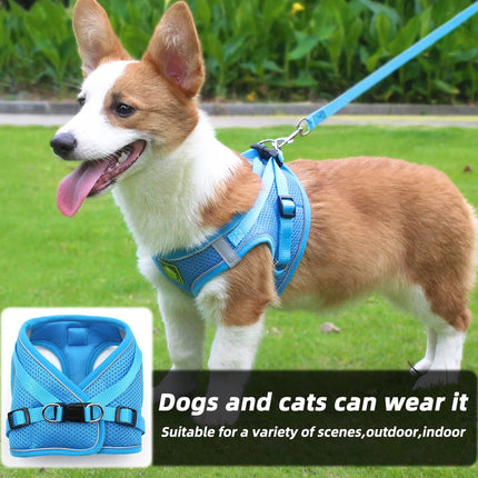 Dog Harness Pet Leash Vest-style Cat Breathable Adjustable Rope Reflective Pet Supplies Small Medium Dog Walking Harness Lead