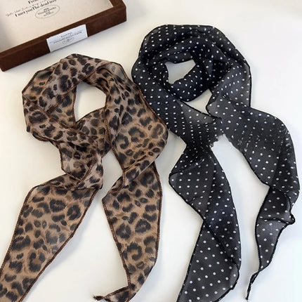 K-Style  Animal Print Polka Dot Scarf Belt Boho Hair Band TikTok Viral Spring Summer Satin Accessories Luxe Versatile Scarf
