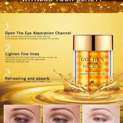 ARTISCARE Snail Face Cream + Peptide Eye Roller + Golden Eye Cream 3Pcs for Facial Moisturizing Serum Dark Circles Eye Care