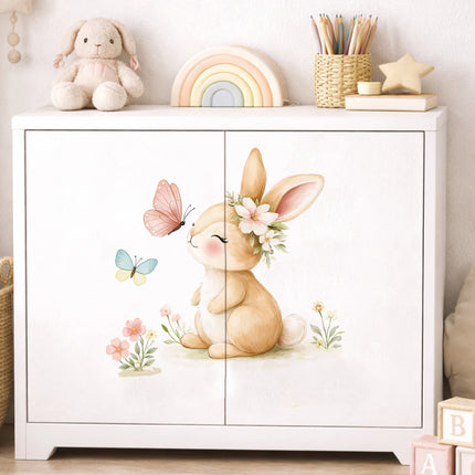Easter Bunny Wall Sticker Cute Rabbit Family Nursery Wall Decals Kids Room Bathroom Vinyl Wall Art Baby Room Decor Spring Easter