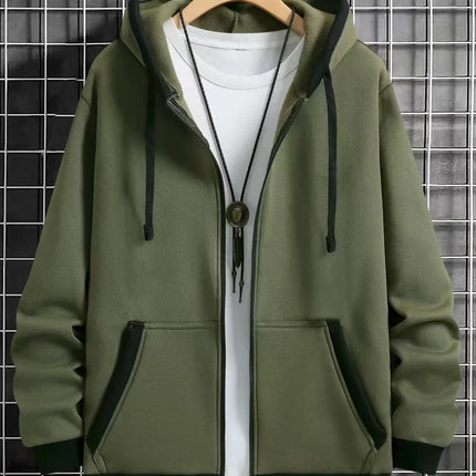 Spring and Autumn Men's Zipper Jacket Warm Windproof Hoodies Thickened Cardigan Sports Long Sleeve Sweatshirts Hooded Coat
