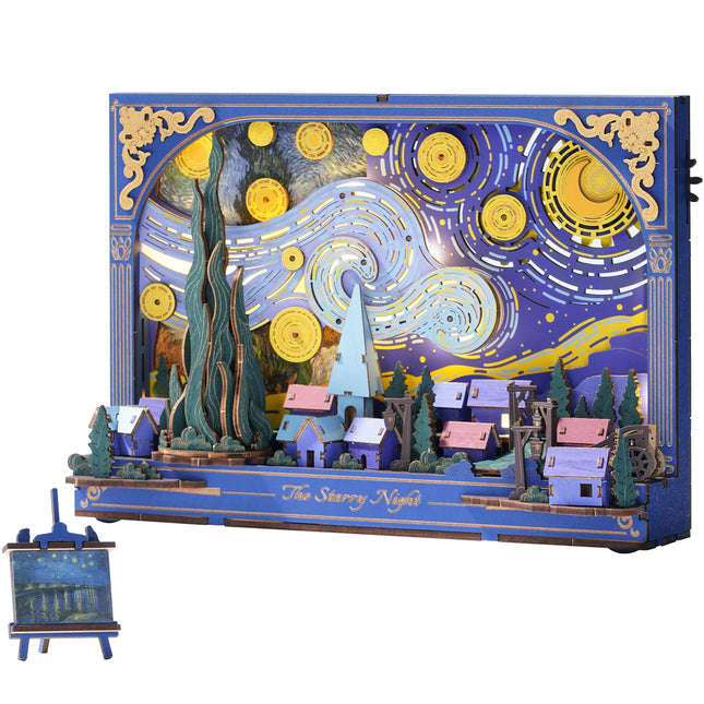 ROKR Starry Night 3D Puzzles ,Mother's Day DIY Wooden Vincent Van Gogh Painting Artwork Craft Kit Building Set ,Home Decor