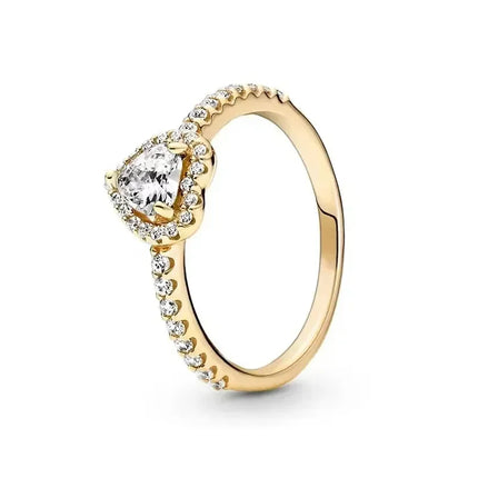 High quality 925 sterling silver adjustable ring, sparkling luxury circular heart-shaped crown crystal ring,women's jewelry gift