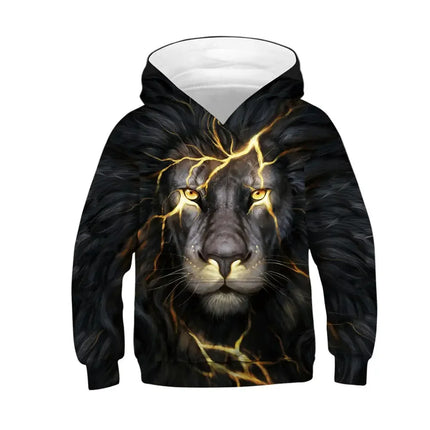 Children's Sports Hoodies Lion Wolf Print Kids Sweatshirts Junior Child Autumn Coats Clothes Tops 4-13y Boy/Girl Hooded Sweaters