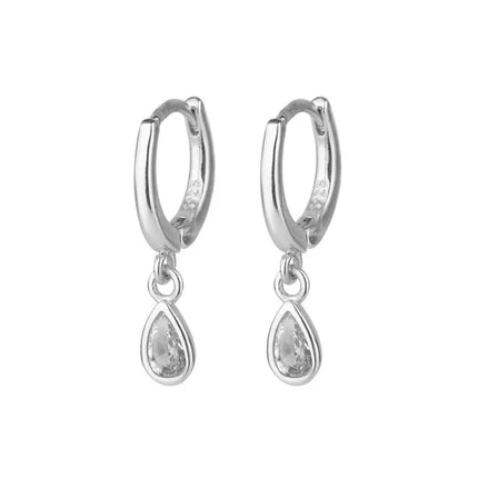 2PC Stainless Steel Little Huggies Hoop Earrings For Women Tiny Crystal Zirconia Pendant Cartilage Earrings Piercing Jewelry