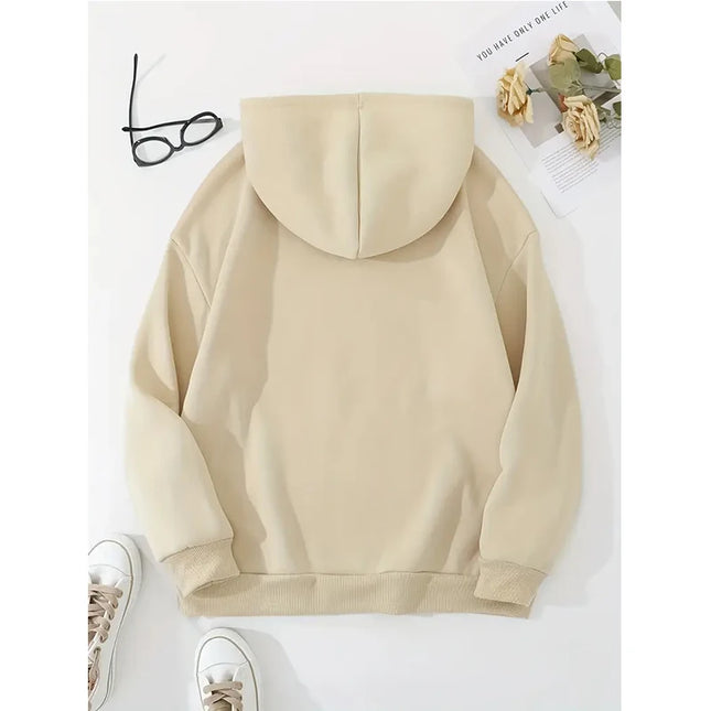 Kawaii Music Cat Design Printed kangaroo Pocket Hoodies Clothes Women's Casual Hooded Sweatshirts Graphic Gothic Y2k Streetwear