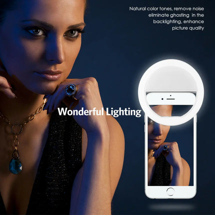 LED Selfie Ring Light with Phone USB Charge Compatible with iPhone Samsung Xiaomi Huawei Poco Mobile Lens Selfie Lamp for  Photo