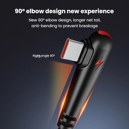 NNBILI 120W USB To Type-C Cable 90 Degree Elbow Mobile Phone Fast Charging For Huawei Mate 60 Xiaomi Samsung Charger Data Wire