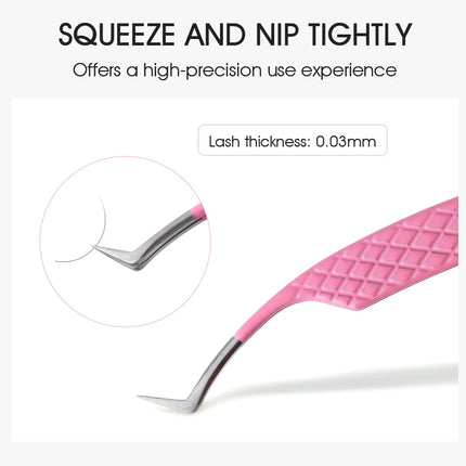 Natuhana Rose red Tweezers Stainless Steel  Tweezers High Precision Anti-static Tweezers for Eyelash Extensions Makeup