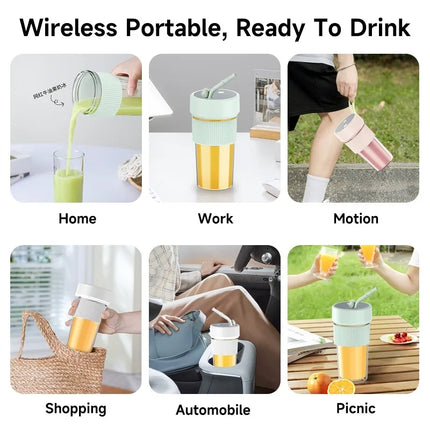 Handheld Juicing Cup Electric Fruit Juicer Rechargeable Wireless Blender Mini Juice Mixer With Straw 6 Blades Juicer Bottle