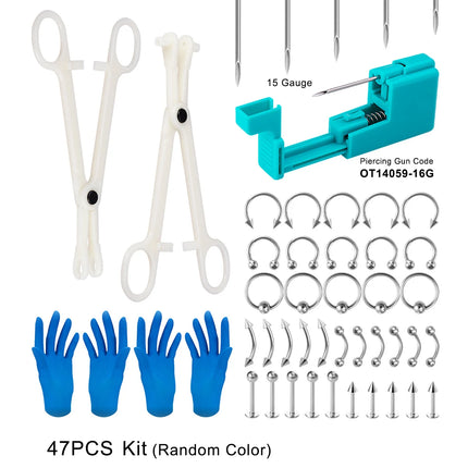 Body Jewelry Piercing Gun Pliers Needles Tool Kit Surgical Steel Nose Septum Lip Eyebrow Tongue Belly Nipple Piercing Earrings