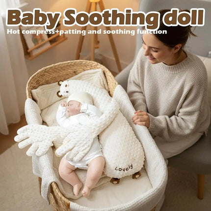 Baby Hugging Soothing Palm Plush Toy Innovative Patting Sleep Solution Anti-Jump Design for Secure Cuddle Sleep Soft Skin-Safe