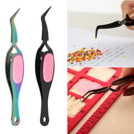 Gripping Tweezers for DIY Jewelry Making Repair Tool Flat Tip Crossing Lock Angled Tip Tweezers Reverse Grip Tweezers