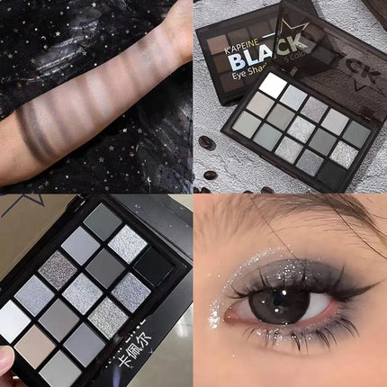 Smoky Black Eye Shadow Palette 15 Colors Black Gray Rose Eyeshadow Lasting Shimmer Eyes Makeup Dark Gothic Eye Shadow Plate