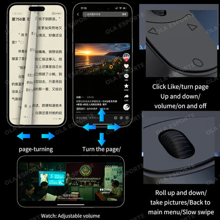 New Fingertip Remote Scrolling Ring Wireless Remote Control Camera Shutter Selfie Video Bluetooth 5.0 With Phone Stand smartring