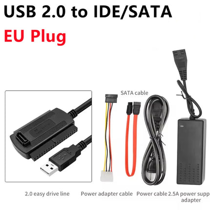 3 in 1 IDE SATA to USB Adapter Cable USB to SATA IDE Converter for 2.5 3.5 Inch SSD HDD with AC Adapter Support Windows MAC OS