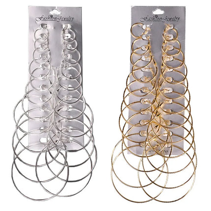 12Pairs/6Pairs Simple Punk Hoop Earrings Set Big Circle Earrings Jewelry for Women Girls Ear Hoops Earring Round Oversized