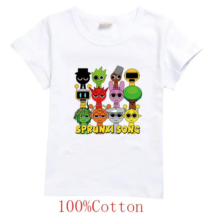 Summer Children's T-shirt Sprunki Game Incrediblebox Print Cartoon Short Sleeve Casual Fashion Boy Girl Baby Tee Top Kid Clothes
