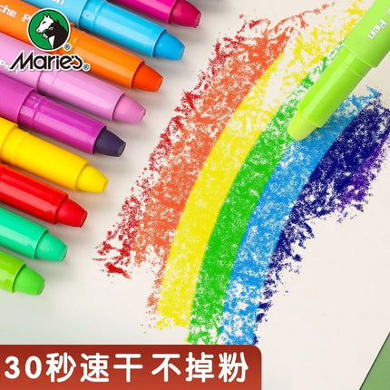 Marie's Solid Watercolor Crayons 12 Colors, Washable Soft Pastel Sticks, Macaron Colors, Water-Soluble Non-Dirty Hands Art Tools