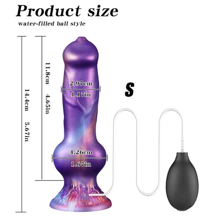 Realistic Dog Penis Squirting Dildo Anal Plug Knot Suction Cup Enema Ball Waterproof Silicone Fantasy Adult Toy for Men and Wome- DILDO