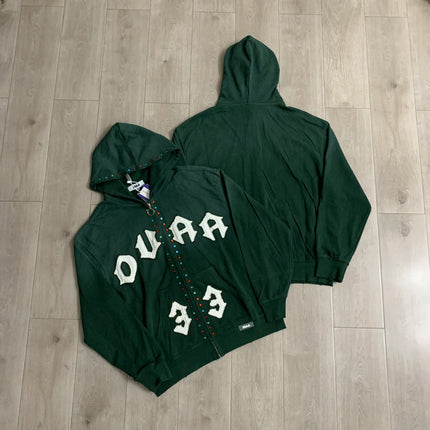 Streetwear Shinning Diamond Zipper Terry Hooded Hoodie for Men Oversized Contrast Color Cardigan Rhinestone Sweatshirt Jacket