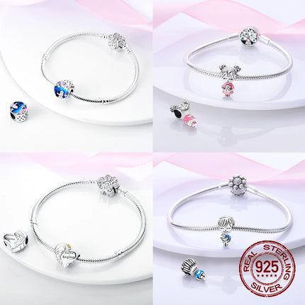925 sterling silver boys and girls lovers pendant charms Fit 4MM hole diameter bracelet charm beads necklace Diy female jewelry