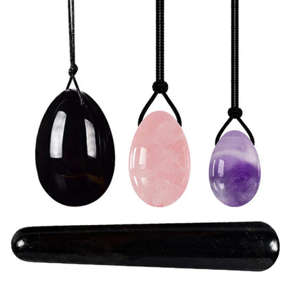 3/4PCS Jade Egg Mix Yoni Egg Set Natural Jade Eggs Women Kegel Exerciser Yoni Wand Jade Massager Vaginal Muscles Tightening Ball