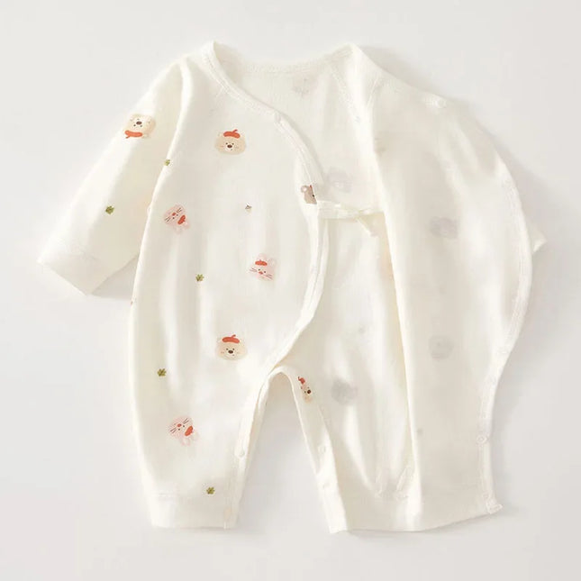 Cartoon Print Baby Long Sleeved Romper 0-6 Months Newborn One Piece Outfit Boys Girls Cotton Jumpsuit Spring Autumn Kids Clothing