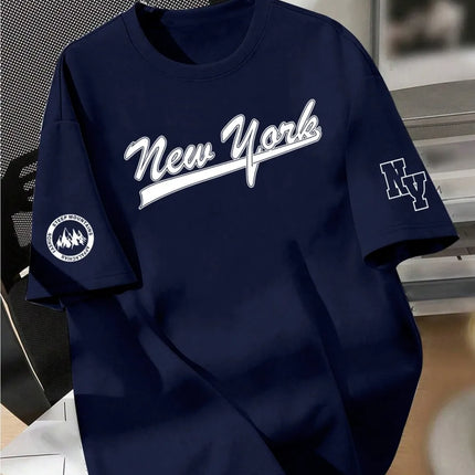 New men's summer design letter print soft and breathable round neck T-shirt summer outdoor street quick drying top