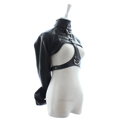 Thierry Adult Sex Game Fetish Straitjacket Bondage Restraint Jacket Long Sleeves Breast Exposed Tops Sex Toys For Women