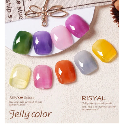 Jelly Transparent Ice Through Gel Nail Polish Pink Skin Color Semi Permanent Manicure Top Coat Soak Off UV Gel Varnish Nail Art