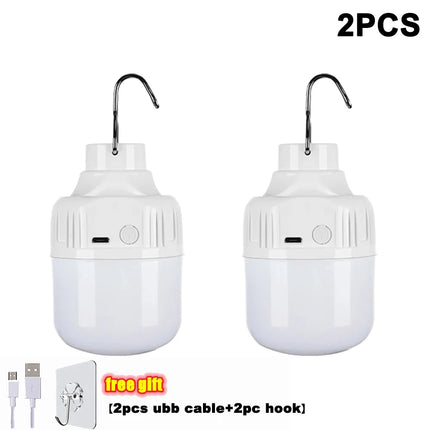 Outdoor USB Rechargeable LED Lamp Bulbs High Brightness Emergency Light Hook Up Camping Fishing Portable Lantern Night Lights