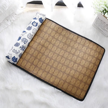 Safe Cute Print Pet Cooling Mats Washable Foldable Dog Cooling Mat Breathable with Pillow Pet Sleeping Pad Indoor