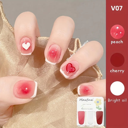 V07 Girl's Heart 3-Pack No-Bake Nail Polish Quick-Dry Long-Lasting Tearable Water-Based Three-Color Nail Polish Set