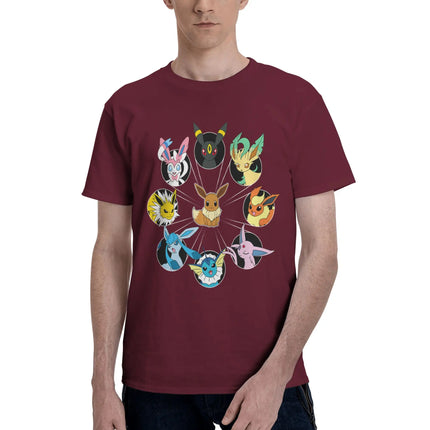 Bandai Pokemon   Eevee Evolution Circle Men's T-Shirt Clothes  Cool Tee Shirt Short Sleeve fugees 100% Cotton