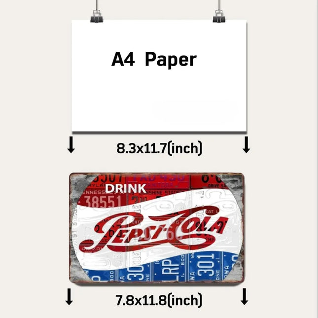 Vintage Pepsi Metal Tin Signs - Classic Art Posters, Nordic Style Wall Decor for Home Kitchen Club Pub