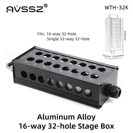 Multi-channel Al alloy Cable Blank Cable Box 16/24/32 Channels for Stage Mobile Audio XLR Male Female Audio Signal Cablebox hole