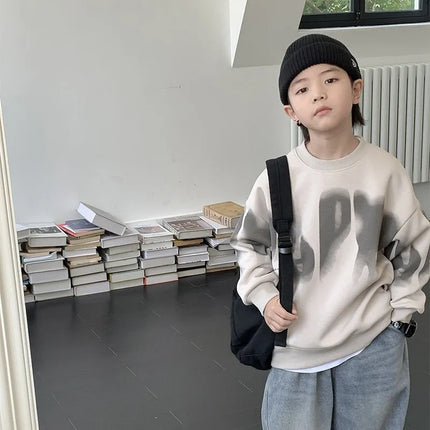 5-14 Years Boys Korean Street Style Sweatshirt Fashion Letter Spring Autumn Kids Teenagers Jacket Children Sports Casual Clothes