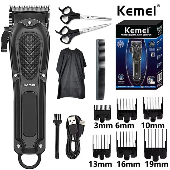 Kemei KM-1071 Electric Hair Clipper UBS Rechargeable Cordless Beard Trimmer Men Powerful Electric Hair Clippers Trimming Tool