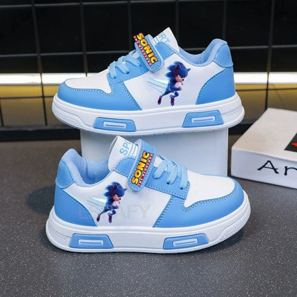 Anime Sonic Tennis Shoes Kawaii Sonic Sport Shoes Cartoon Sonic White Basket Shoes 4-12 Y Sonic Casual Sneakers Size 21-37
