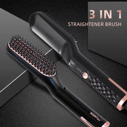 Ceramic Man Beard Hair Straightener Fast Heating Brush Multifunctional Hair Curler Styler Straightening Hot Comb  Styling Tools