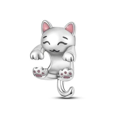 Charms 925 Sterling Silver Cute Cat Collection Charms Beads Paw Print Pendant Beads Fit Original DIY Bracelet Gift Women Jewelry