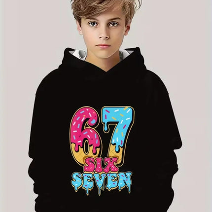Fun Six Seven 6 7 Meme Design Hoodie for Kids Chaotic Humor Y2k Game Saying Tee Novelty Gift Boys Top Fashion Children's Clothes