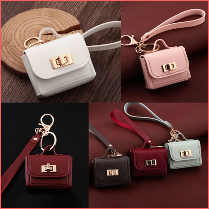 Mini Leather Openable Small Bag Keychain Pu Leather Hand Strap Coin Purse Accessories Pendant Mobile Phone Bag Jewelry Gift