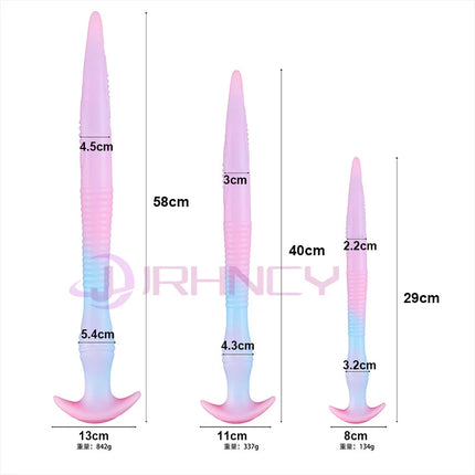 Soft Anal Plug For Adult Sex Toy For Women /Men /Couples Liquid Silicone Dildo Dilator Anal Masturbators long Butt Plug Luminous