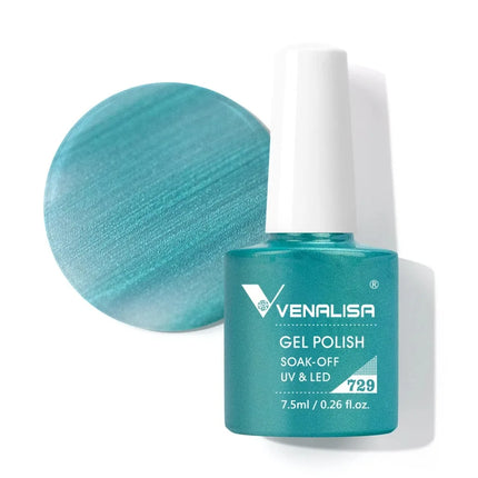 Venalisa 7.5ml Gel Nail Polish, White Cap, Glass Formula, No Wipe Top Coat, UV LED Soak-Off Glitter Color Nail Lacquer