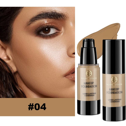 Long-Lasting Waterproof Liquid Foundation with Oil Control & Moisturizing, High Coverage Sweat-Resistant Concealer for Women,